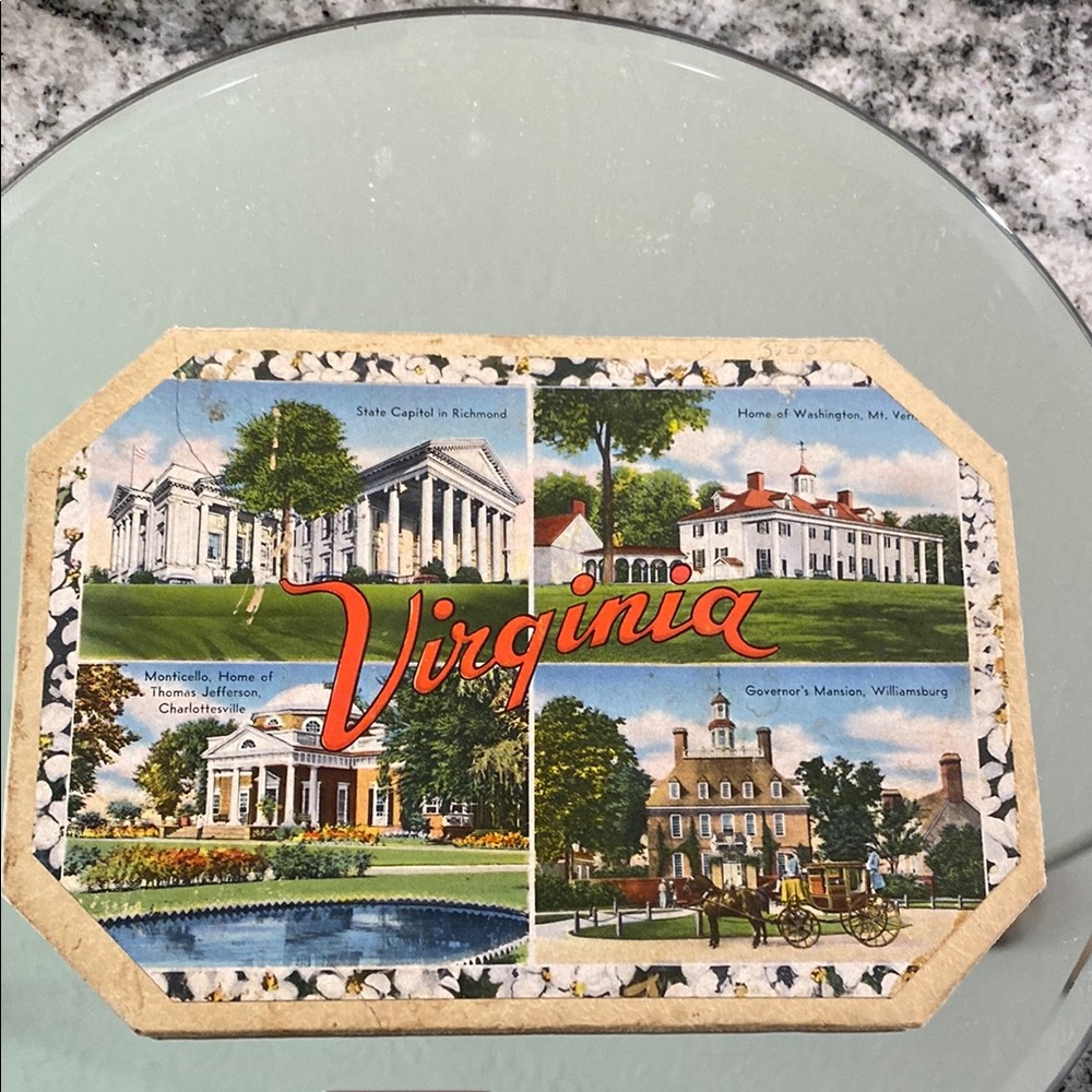 Vintage Mid Century Virginia Souvenir Plaque!